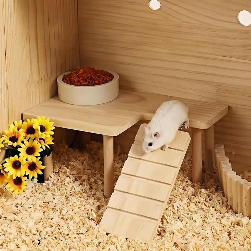 Feiena Wooden Hamster Platform for Hamster Cage Accessories Climbing Toys Dwarf Syrian Hamster Gerbil Rat Mice Degus or Other Small Pets (Rectangle) - Image 5